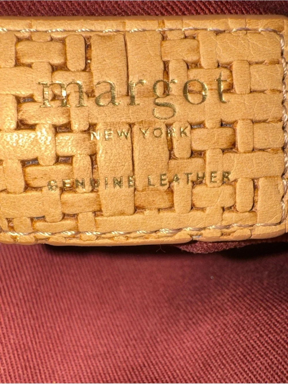 Margot New York Brown Woven Laser Cut Leather Crossbody Purse Women's Handbag